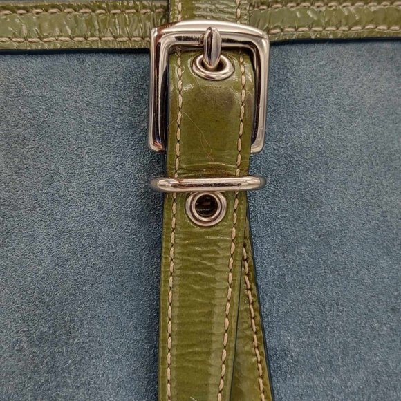 COACH Ltd. Ed. Hamptons Blue Suede w/green patent handles tote - Picture 3 of 9